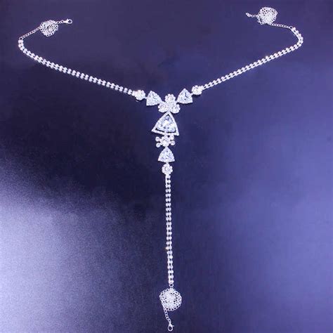 Sexy Bikini Shiny Crystal Women Thong Panties Body Chain Rhinestone Bra And Thong Set Belly