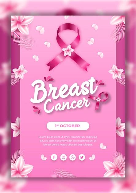 Premium Vector Breast Cancer Awareness Month Vertical Flyer Vector