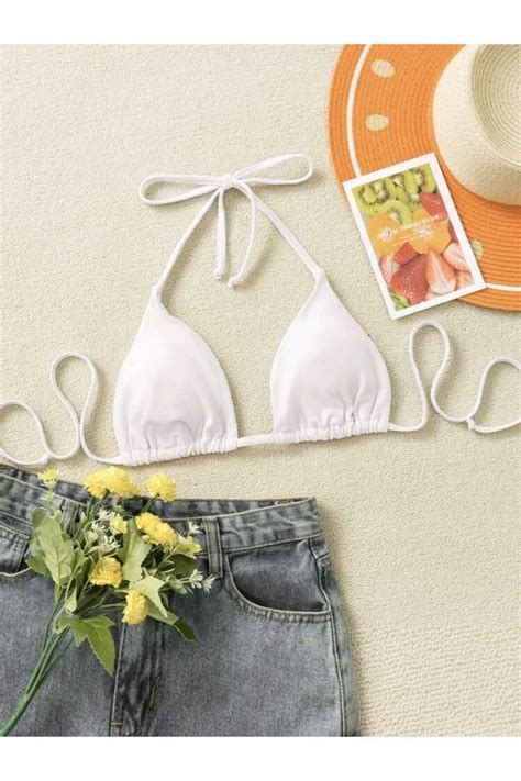 Stail Moda Kadın Sarı Minimal PEDLİ Kesim Üçgen Bikini Üstü Fiyatı Yorumları