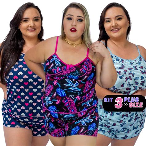 Kit Baby Doll Plus Size Pijama Feminino Plus Size Shopee Brasil