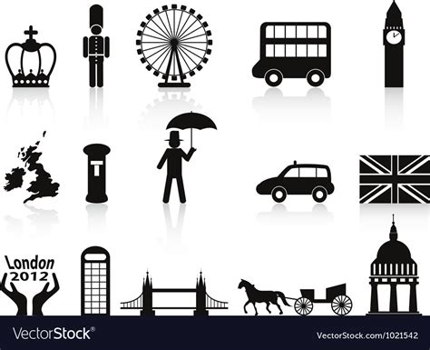 London Icons Set Royalty Free Vector Image Vectorstock