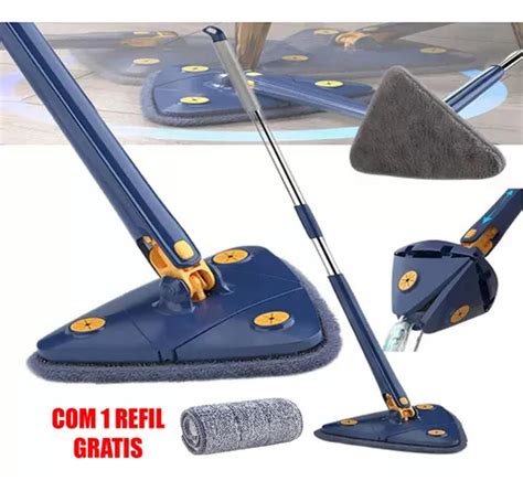 Rodo Mop Triangular Esfregão Giratório 36o Graus Ajustável