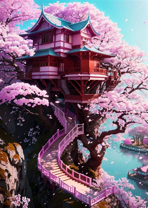 The Cherry Blossom Tree House Backgrounds | JPG Free Download - Pikbest