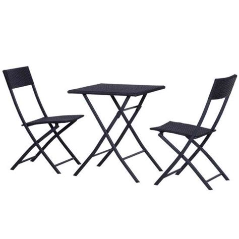 Outsunny 3Pc Bistro Set Rattan Furniture Outdoor Garden Folding Chair