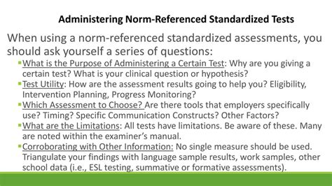 School Age Speech And Language Center Formal Assessment Administration