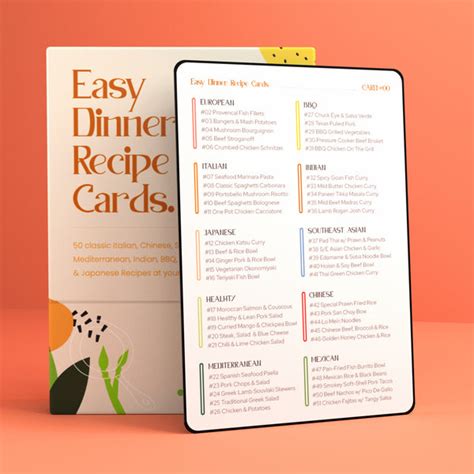 Easy Dinner Recipe Cards Digital Pack Cooking Cards