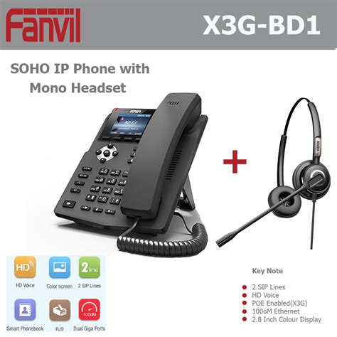 Fanvil Enterprise IP Phone X3G 2 SIP Lines Gigabit IP Phone with Color Screen PoE with Mono ...