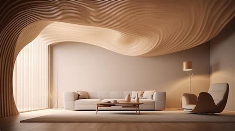 Premium Photo Abstract Wooden Arched Ceiling And Wall With Curved