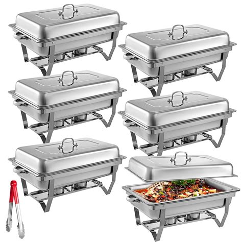 Vevor Chafing Dish 6 Packs 8 Quart Stainless Steel Chafer Full Size Pan