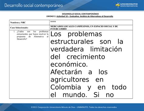 Actividad An Lisis De Alternativas Al Desarrollo Unidad