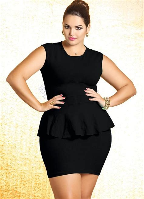 Quintess Vestido Plus Size Peplum Preto Plus Size Peplum Plus Size