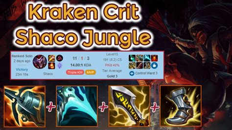 Kraken Crit Shaco Jungle Smurfing In Gold S11 League Of Legends Full Gameplay Infernal Shaco