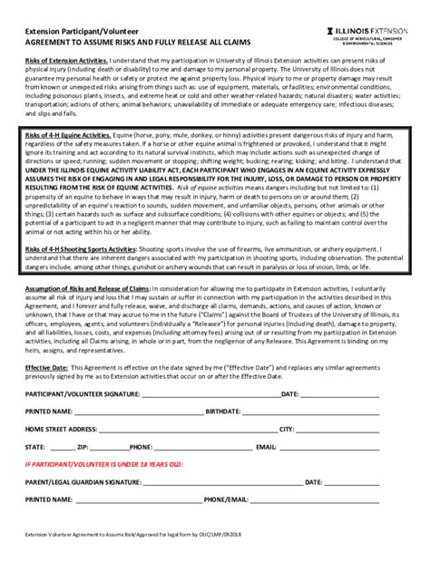 Fillable Online Extension Illinois Peoria 4 H Volunteer Forms