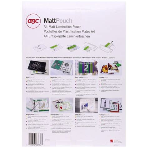 105042 Gbc Matt Laminating Pouches A4 150 Bright Media Limited