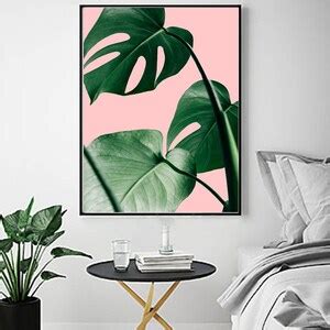 Monstera Leaf Print Pink Green Wall Art Botanical Print Etsy