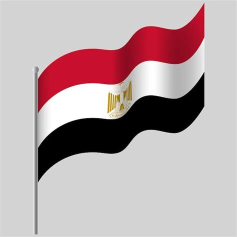 Premium Vector | Waved egypt flag egyptian flag on flagpole vector ...