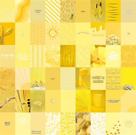 Pcs Pastel Yellow Aesthetic Wall Collage Kit Yellow Photo Collage