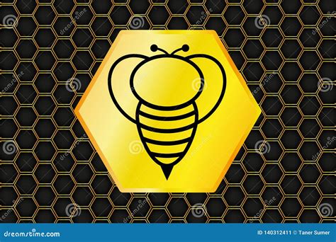 Honeycomb Background And Bee Logo Vector Illustration Stock Vector