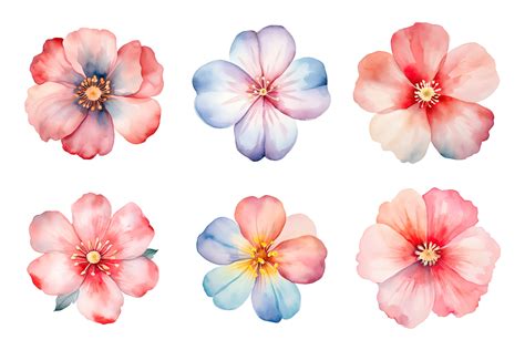 Watercolor Flowers Set Hand Painted Flower Illustrations Bundle