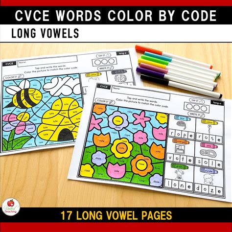 Cvce Words Color By Code Spring Worksheets Packet United Teaching