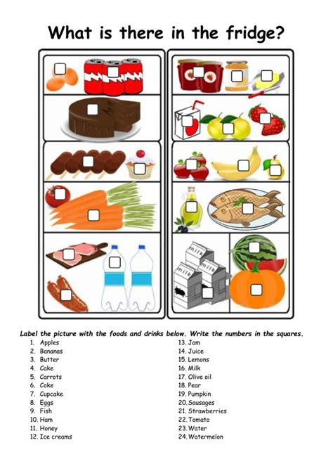 Label The Food In The Fridge Worksheet Reading Comprehension Test