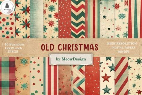 Vintage Christmas Journal Digital Paper Graphic By Meowwdesign