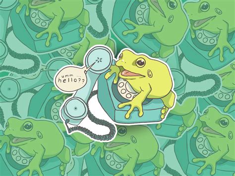 Umm Hello Phone Frog 3 Die Cut Vinyl Sticker Etsy