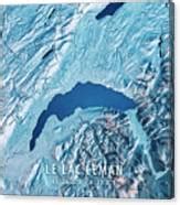 Lake Geneva 3D Render Satellite View Topographic Map Blue Digital Art