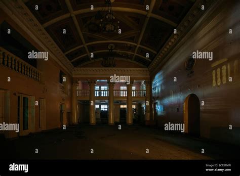 Old dark creepy abandoned ruined haunted theater hallway Stock Photo ...