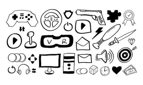 Premium Vector Hand Drawn Game Icon Set