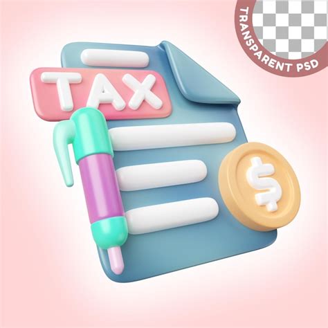 Icono de ilustración 3d de impuestos Archivo PSD Premium