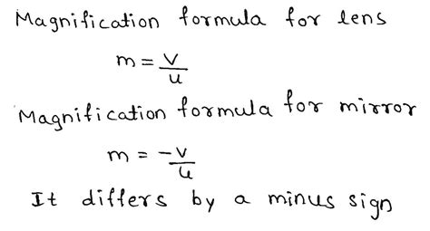 Write down the magnification formula for a lens in terms of object ...