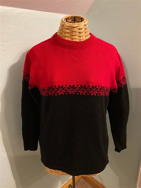 Vintage Eddie Bauer Snowflake Pullover Sweater Made In The Usa Etsy