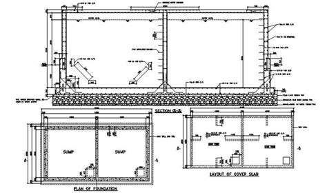 Rcc Water Tank Plan And Section Drawing Cadbull