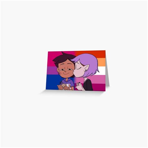 Lumity Kiss With Bisexual And Lesbian Pride Flags From The Owl House Season Two Greeting Card