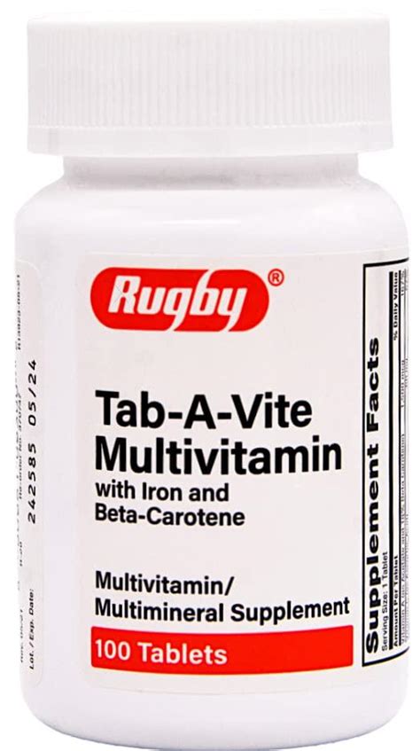 Rugby Tab A Vite Multivitamin With Iron And Beta Carotene Multivitamin