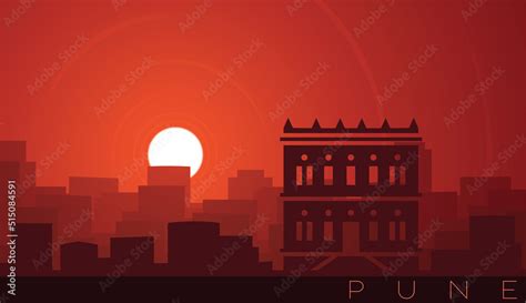 Pune Low Sun Skyline Scene Stock Vector | Adobe Stock