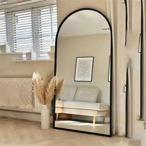 Arcus Black Framed Arched Leaner Wall Mirror