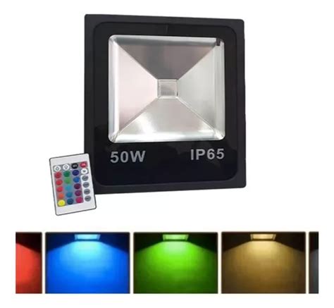 Reflector Led Rgb 50w Exterior Control Remoto 16 Colores Mercadolibre