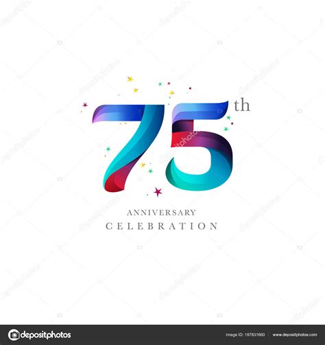 75th Anniversary Logo Design Number Icon Vector Template — Stock Vector