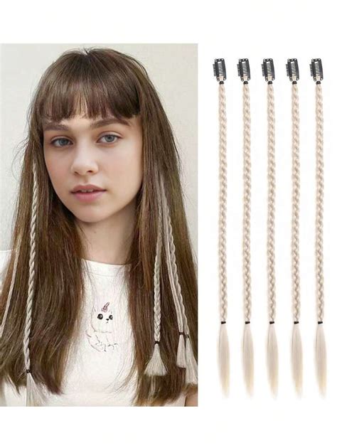 5 Pieces Light Brown Mix White Jacque Clip Braid Chemical Fiber Hair