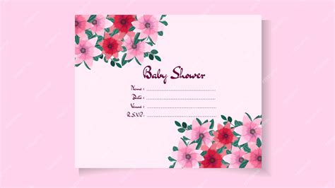 Premium Vector | Baby shower invitation template sweet floral design ...