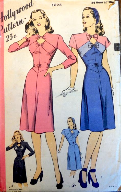 Hollywood Pattern 1628 | Fashion illustration vintage, Vintage clothes patterns, Vintage dress ...