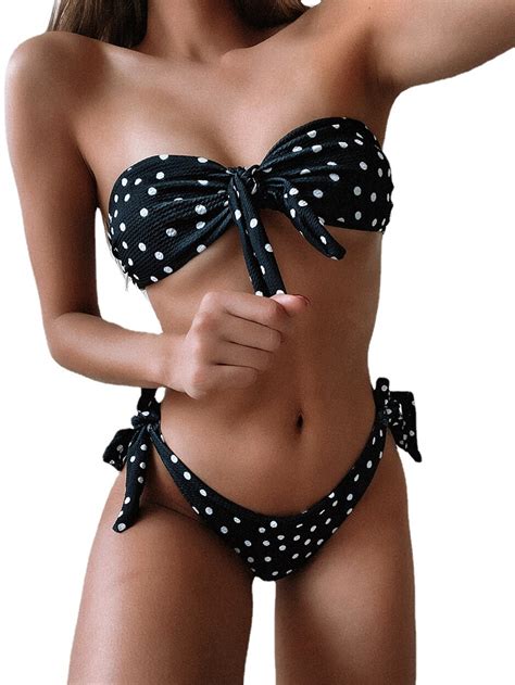 2022 Sexy Bikini Bandeau Women Dot Leopard Bowknot Swimwear Swimsuit