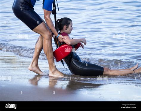 Lifeguard Training On Beach Stock Photo Alamy