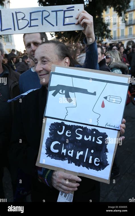 Nice France 11th January 2015 A Sign Held Up At A Je Suis Charlie