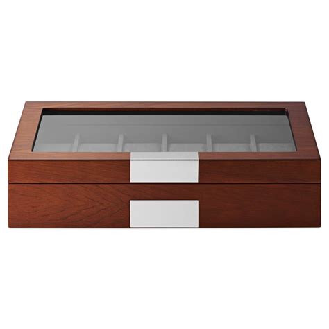 12 Slot Mahogany Veneer Watch Display Box In Stock Trendhim