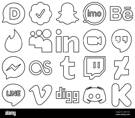 20 Unique And Customizable Black Outline Social Media Icons Such As