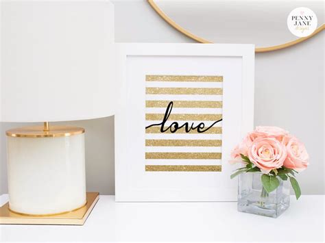 Love Art Print Gold Glitter Love Printable Digital Art Etsy