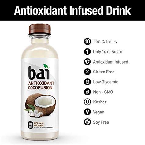 Bai Coconut Flavored Water, Molokai Coconut, Antioxidant Infused Drinks ...